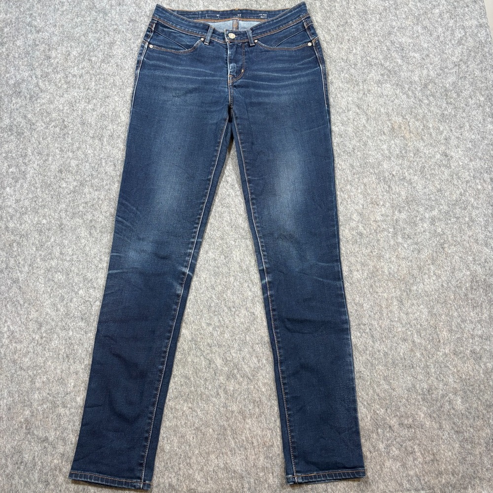 Levi's Women Skinny Jeans 27 Distressed Blue Dark Wash Mid-Rise Denim Pants